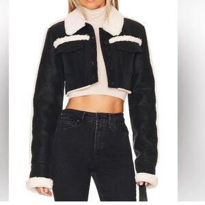 NWT NBD black cropped Sherpa jacket size medium